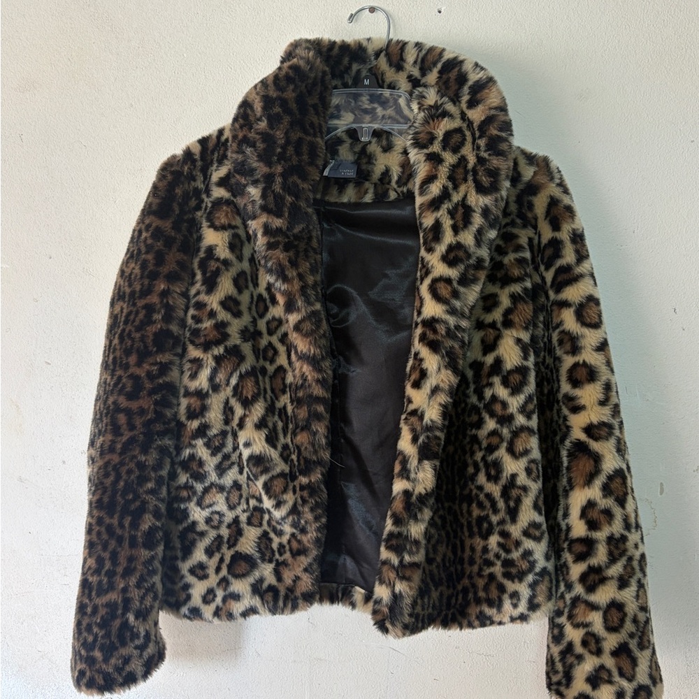 Sparkle & Fade Animal Print Faux Fur Coat